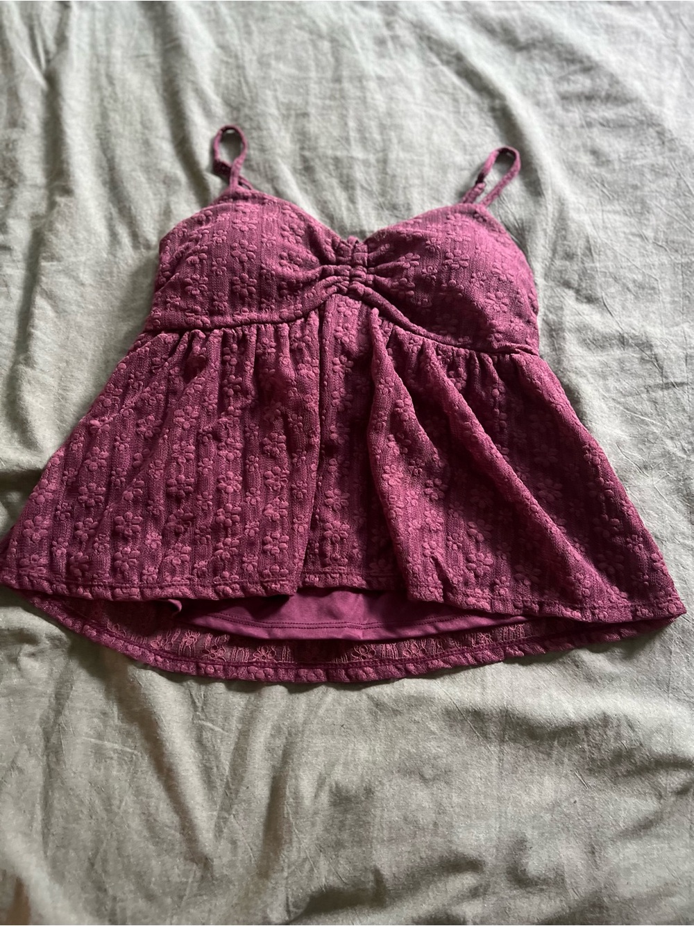 No Boundaries Plum Textured Spaghetti-Strap Camisole